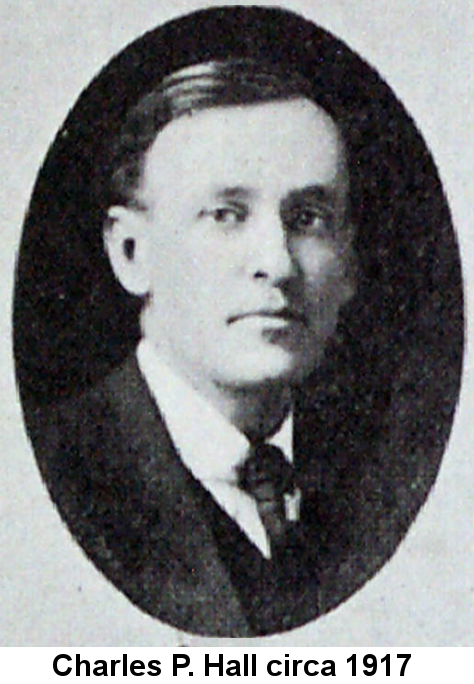 Black and white cameo-style portrait photo of Charles P. Hall in his early 40s wearing a jacket, vest and tie